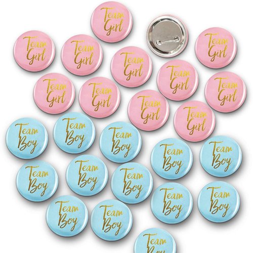 Gender Reveal Button Pins 50 Pcs, Team Boy Girl Button Pins, Pink blue Button Pin for Baby Shower...