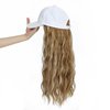 Yunkang Baseball Cap Wig Long Natural Wavy Hair Extensions With White Hat Heat Resistant Synthetic Fiber Hairpieces Adjustable Wig for Women Girls (W-M Blonde honey blonde)