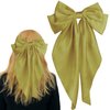 Pufandor Hair Bow Silky Satin Hair Ribbons for Women, Curcuma Bows for Girls Hair Bowknot Barrettes Long Tails with Clips Big Hair Bows Hair Accessories (Curcuma 1pc)