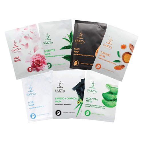 Sakya | Premium Facial Mask Sheet: Best Hand Picked Skin Care Solution with Aloe Vera Gel, Acne Treatment, Korean Inspired Skincare, Sheet Masks for under eye patches, blackhead remover-7 Pack