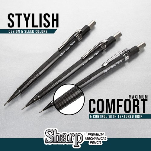 PENTEL Sharp Mechanical Drafting Pencil, 0.9 mm, Yellow Barrel, 2/Pack (P209BP2K6)