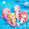 Civaner 4 Pcs 7.8" Mermaid Stuffed Animal Mermaid Plush Toys for Girls Ocean Princess Dolls Mermaid Birthday Decorations for Women(Cute Style)