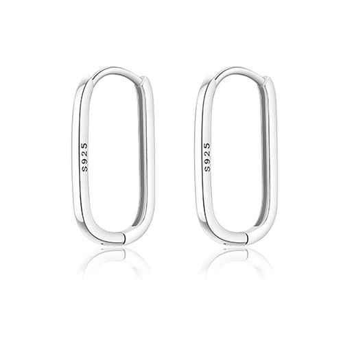Reffeer 925 Sterling Silver U Hoop Earrings for Women Teen Girls Minimalist Square Hoop Earrings U Huggie Earrings (A-Silver)