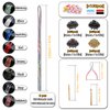 8 Colors Hair Tinsel Kit with Tools, VEINARDYL 47 Inch Hair Tinsel Extensions Fairy Hair Glitter Color Hair Tensile Sparkling Braiding Hair for Girls Women Halloween Cosplay Party - 1600 Strands