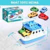 Toy Boat Bath Toys for Toddlers with 4 Mini Car Toys, Kids Water Toys Ferry Boat for Bathtub Bathroom Pool Beach Toys, Birthday Gifts