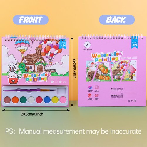 Watercolor Coloring Books for Kids Watercolor Paint Book water color paint sets for kids coloring books for kids ages 4-8 Water Colors Paint Kids Pocket Hand Book Stocking Goodie Bag (Color 3)