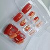 Thanksgiving Fall Press on Nails Medium Square Fake Nails Maple Leaf Orange Glitter Plaid Acrylic Nails Press ons Cute Autumn Leaves Design Full Cover Fall Coffin False Nails Stick on Nails for Women