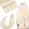 SURNEL Tape in Hair Extensions Human Hair Silky Soft Remy Tape in Hair Extensions Color #60 Platinum Blonde Tape in Hair 18 inch 20pcs 50g(#60-18)