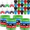 60 Pieces Video Game Party Favors Gifts Set Includes 20 Video Game Bracelets Wristbands, 24 Video Game Stampers, 16 Game Handle Keychains for Game Party Supplies (Classic Style)
