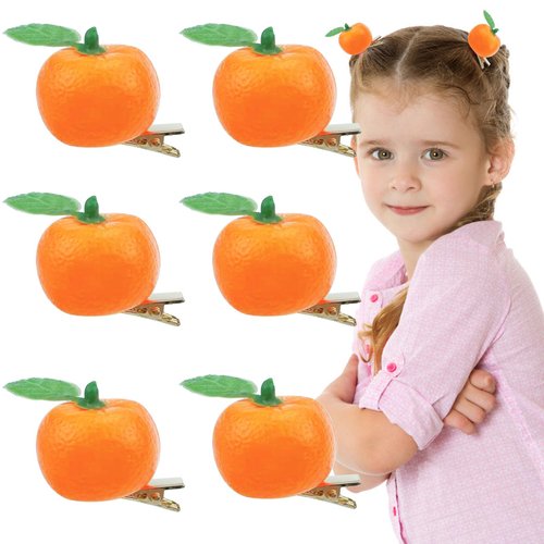 6 PCS Orange Hair Clips, Cute Hairpin Realistic Orange Hair Clips Girl Hair Barrettes Fruit Hair ...