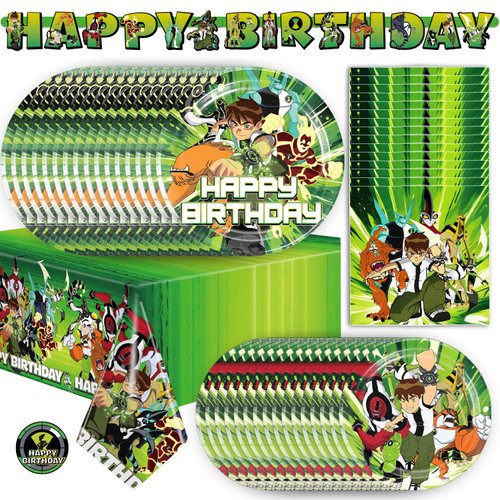 Birthday Party Supplies 63Pack Party Decoration Includes Plates Napkins Banner Tablecloth Badges for The Birthday Party Supplies