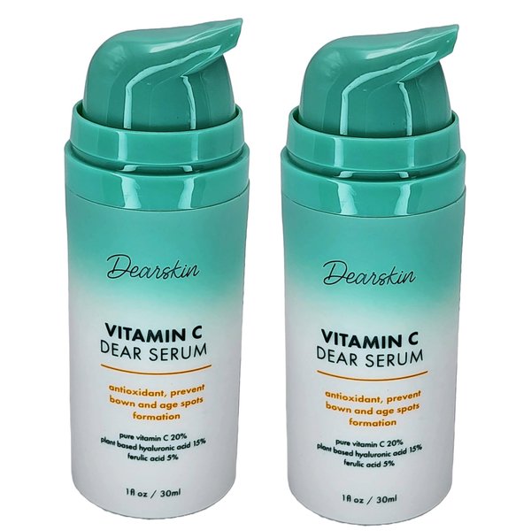 2 PACK Vitamin C Serum 20% - PURE L-ASCORBIC ACID, Ferulic Acid, Hyaluronic Acid Botanic, Vitamin E Organic Cruelty Free for Face and Neck Best Antioxidant, Treatment for Wrinkles, Men and Women
