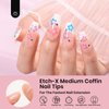 Beetles Gel Nail Tips Medium Coffin Etch X Nail Tips, 12 Sizes 288Pcs Pre Shaped Half Matte Gel Nail Tips Acrylic Tips Full Cover False Nails for Winter Christmas Nails Acrylic Fake Nails