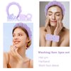 LOVNFC spa headband for washing face purpleset with 1 makeup headband & hair claw clips & 2 wrist band for women make up cute fluffy skincare headband christmas gift set for girls