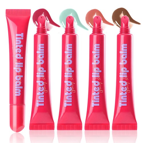 DAGEDA 4Colors Lip Glow Balm, Clear Jelly Tinted Lip Balm, Moisturizing Glossy Lip Oil, Nourishing, Non Sticky, High Shine Plumping Lip Gloss for Women Set