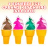 ArtCreativity Squeezy Ice Cream Toys for Kids, Set of 4, Super Soft Slow Rising Squeeze Toys with Keychain, Stress Relief Sensory Toys, Best Party Favors, Goody Bag Fillers for Girls and Boys