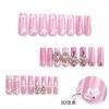 QQPPOLIU Long Square Press on Nails with Rhinestones Designs Fake Acrylic Nails Flower and Butterfly Press on Nails Goddess Press Ons Glue on Nails 24pcs