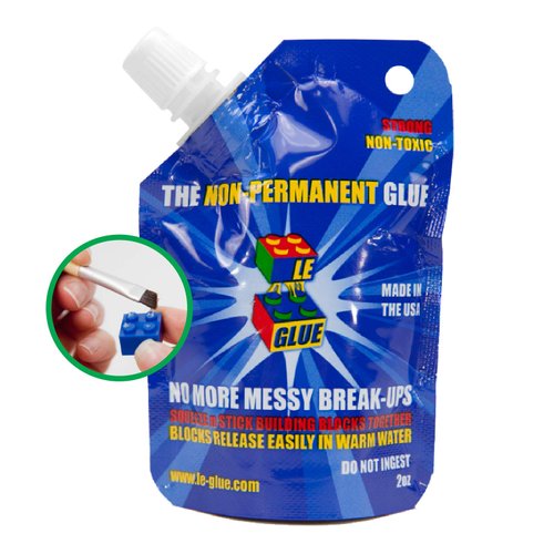 Le Glue Temporary Glue - Compatible with Legos - Non-Permanent Clear Adhesive Glue for Plastic Building Blocks - No Messy Break-Ups - Non-Toxic Model Glue Formula - Created for Kids, by a Kid