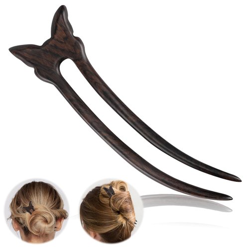 HONGLINIFY Wooden Hair Forks,1PCS 5.51In Handmade Retro Sandalwood Hair Sticks French Hair Chopsticks Hair Pins Hairpin, Hair Accessory (Black)