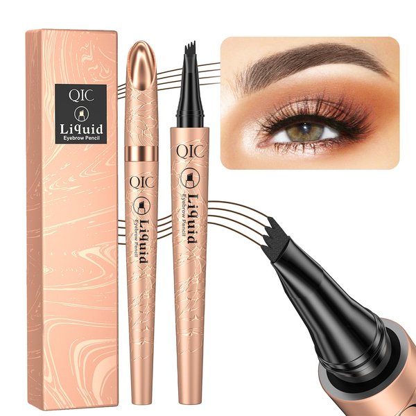 Eyebrow Pen,Liquid Eye Makeup Eyebrow Pencil - Waterproof Eyebrow Pencil Micro 4 Tip Brow pencil Lift & Snatch Eyebrow Microblading Pen Long-Lasting Waterproof Natural Eyebrow Hair (2# Dark coffee)