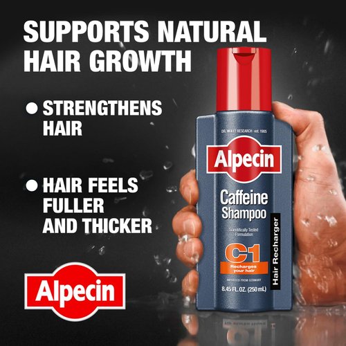 Alpecin C1 Caffeine Shampoo 8.45 fl Oz (Pack of 3) I Hair Performance Enhancer I Promotes Natural Hair Growth and Thickness I Energizes Scalp