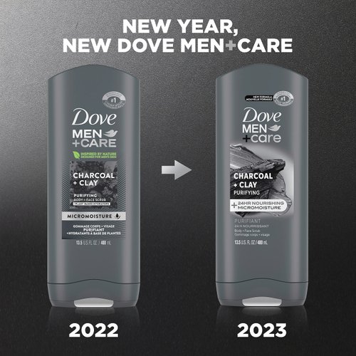 Dove Men+Care Elements Body Wash Charcoal+Clay Effectively Washes Away Bacteria While Nourishing Your Skin 13.5 oz