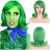 IEBIYO Disgust Wig Green Flip Wig 60s Green Bob Wig 50s Costume Wig Green Cosplay Wig with Bangs Heat Resistant Synthetic Hair for Women Girls