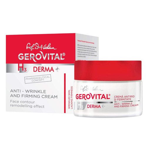 GEROVITAL DERMA+ Anti-Wrinkle and Firming Face Cream with Hyaluronic Acid, Sepilift, Vitamins A and E, Day and Night Moisturizing Face Cream, for Dry Skin, 50 mililiters