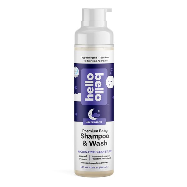 Hello Bello Nighttime Shampoo & Body Wash - Gentle Hypoallergenic Tear-Free Formula for Babies and Kids - Vegan and Cruelty-Free - Sweet Sleep Scented - 10 FL Oz
