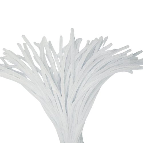 White Pipe Cleaners, 12 Inch Long Pipe Cleaners Craft Supplies, Colorful Pipe Cleaners Pastel for Halloween Decoration, Christmas Day and Valentine’S Day DIY Art Creative Crafts 200 Pcs