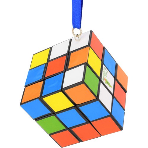Christmas Ornaments Tree Buddees Colored Cube Puzzle with Blue String