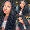 Amznlady Curly V Part Wig Human Hair Brazilian Virgin Human Hair Wigs for Black Women Upgrade U Part Wig Glueless Full Head Clip In Half Wig V Shape Wig No Leave Out 180% Density Natural Color 16 Inch