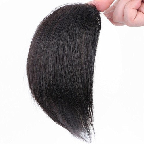 Black Invisible Human Hair Toppers For Women Seamless Clip In Hair Extension Hair Piece Short Fake Fringe Hair Lining of Hair Top Hairpieces,Hair Extensions, Wigs and Accessories