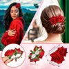 6 Pcs Rose Hair Clip Flower Hairpin Rose Flower Hair Clip Comb Flower Hairpin Rose Brooch Floral Clips Women Rose Flower Hair Accessories Wedding Hair Clip Flamenco Dancer for Women(Red)