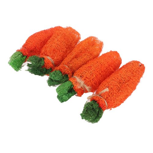 Zerodis Rabbit Loofah Carrot Toys,Bunny Chew Toys Teeth Rabbit Hamster Chew Toys Dental Health Wood Grass Ball String Loofah Carrot Toys for Chinchillas Guinea Pigs Hamsters