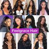 Feelgrace Wavy Clip ins Hair Extensions Human Hair, 18" Natural Black Body Wave Clip in Remy Human Hair Extensions for Women