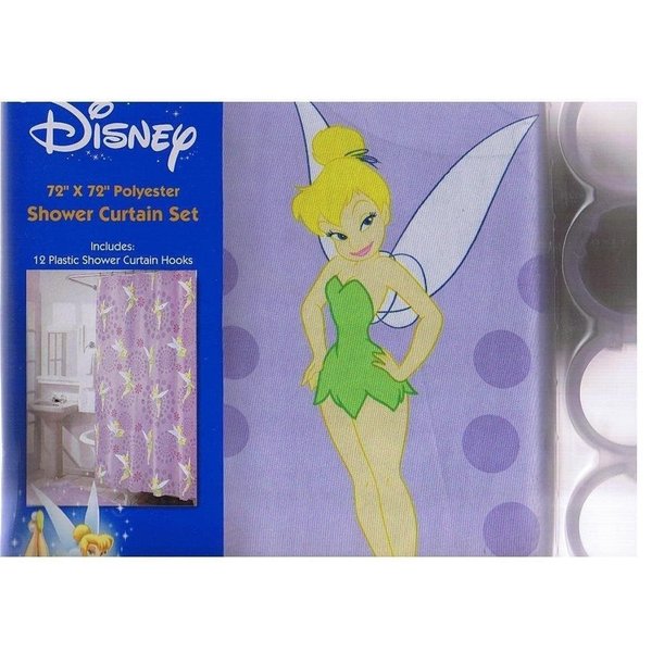 Disney Purple Tinkerbell Shower Curtain Set - Tinkerbell Curtain