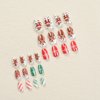 Christmas Press on Nails Short Almond Fake Nails with Gingerbread Man Designs Nails Press Ons Snowflake Glue on Nails Full Cover False Nails Christmas Acrylic Nails for Women 24Pcs