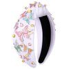 PHALIN Butterfly Headband for Women Colorful Butterfly Knot Headbands Embellished Rhinestone Crystal Wide Top Knot Headband Jeweled Ribbon Bow Hair Accessories Party Favors Gifts (White 2)