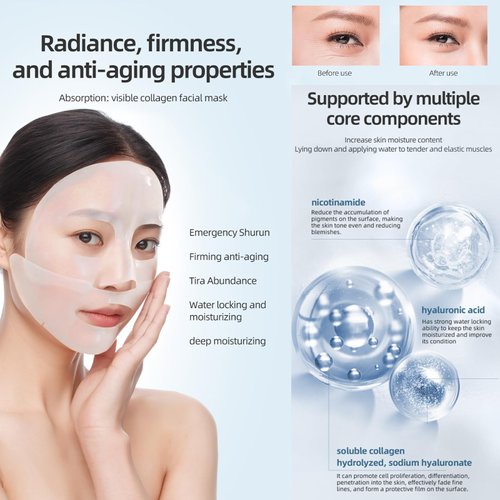 Ueseinl 4 Pack Collagen Face Mask – Anti-Aging, Firming, and Moisturizing Bio-Collagen Mask for Radiant Skin – Reduces Fine Lines and Wrinkles, Instant Brightening