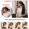 18"Human Hair Ponytail Wrap Around Clip in Ponytail Hair Extensions for Women Off Black(#1B) 100g/3.5oz