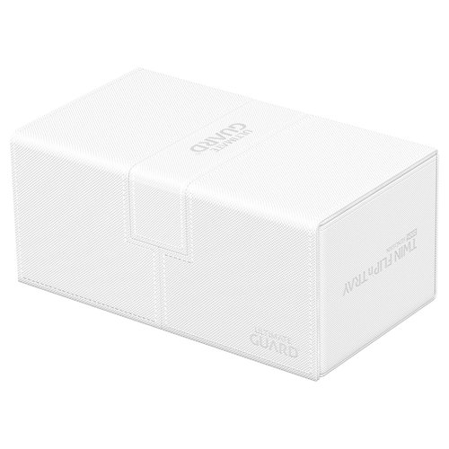 Ultimate Guard Flip 'n' Tray 200+, Deck Case for 200 Double-Sleeved TCG Cards + Dice Tray, White, Independent Magnetic Closure & Microfiber Lining