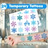 36PCS Snowflake Party Favors 24 Tattoos Sticker 12 Stamp Set - Ideal Winter Themed Birthday Card Decorations Supplies Goodie Bag Cute Rewards for Girls Classroom Gifts Baby Shower Prizes
