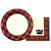 Wild One Plates and Napkins - 16 Set Buffalo Plaid Lumberjack Party Supplies