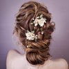 HINZIC 5PCS Camellia Flower Tassels Hairpins Crystal Pearl Hair Clips Combs Vintage Chinese Japanese Hanfu Jewelry Wedding Bridal Headpiece Accessories for Women Updo Long Hair