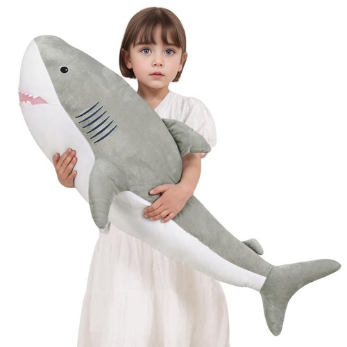 FFxiong 40 Inch Giant Shark Stuffed Animal Body Soft Throw Pillow,Cute Big Whale Shark Doll Plush Toy,Gift for Boy Girl Kids Valentines Christmas Party Birthday