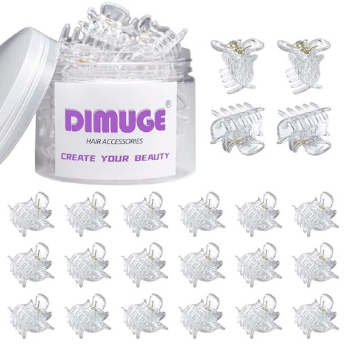 DIMUGE 22 Pcs Little Hair Clips Clear Plastic Hair Claw Clips for Girls and Women Short Hair, 1 inch Small Hair Clips for Teens and Adult Hairstyles.