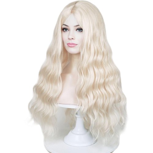 Aicos 27inches Blonde Sarah Cosplay Curly Wig For Woman Girl Synthetic Wigs for Daily Use Halloween Party Anime Costume