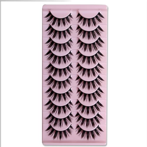 Japanese Style False Eyelashes Makeup Manga Lashes Cosplay Anime Eyelash Lashes Doll Eye Natural 10 Pairs Asian False Eyelashes Pack Look Like Individual