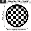 48 Pieces Black and White Checkered Flag Party Paper Plates for Race Car Party Supplies 7" Racing Car Theme Disposable Dessert Plates for Boys Men Birthday Baby Shower Race Fans Party Decorations